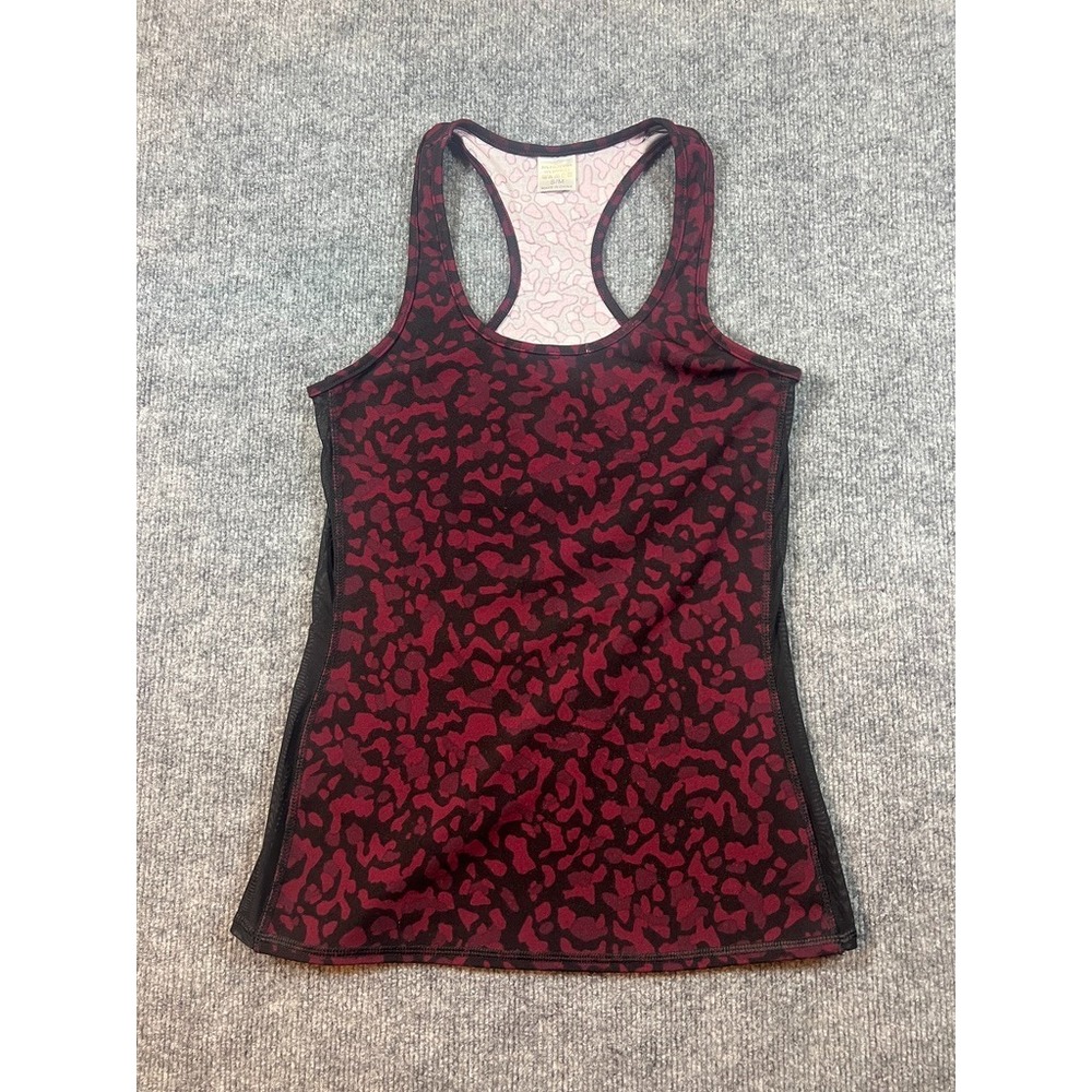 Womens Racerback Tank Top Abstract Pattern Black and Red Sz S/M